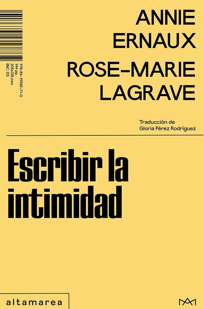 Escribir la intimidad | Ernaux, Annie / Lagrave, Rose-Marie | Llibreria La Figaflor - Abrera